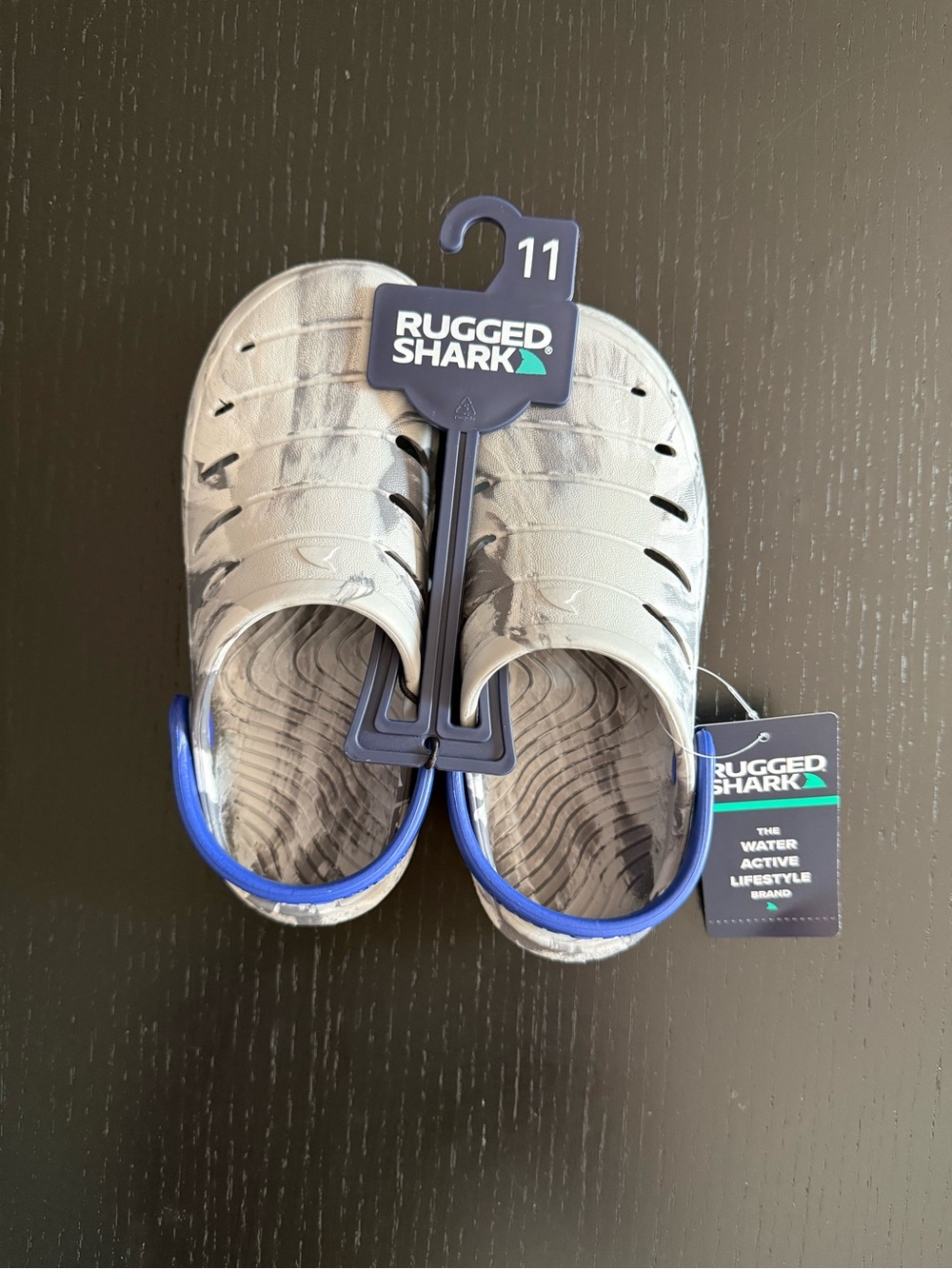 Rugged Shark Kids' Gray Sandal with Blue Trim - Size 11